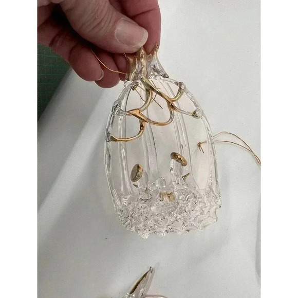 VINTAGE 8 Piece Clear Glass Spaghetti/Spun Glass Ornaments NATIVITY TREE ANGELS - Picture 1 of 12
